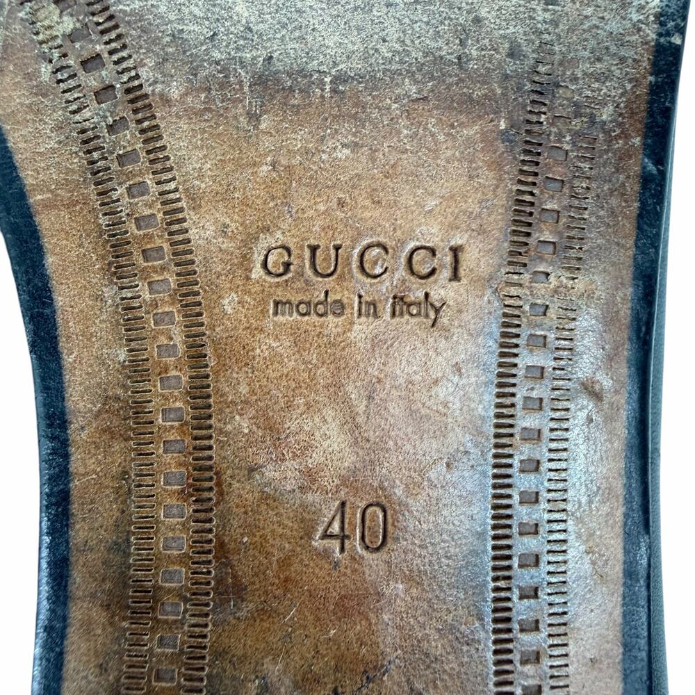 Gucci Brixton Leather Horsebit Loafers Mules Slide Black Size 40 - Picture 13 of 15